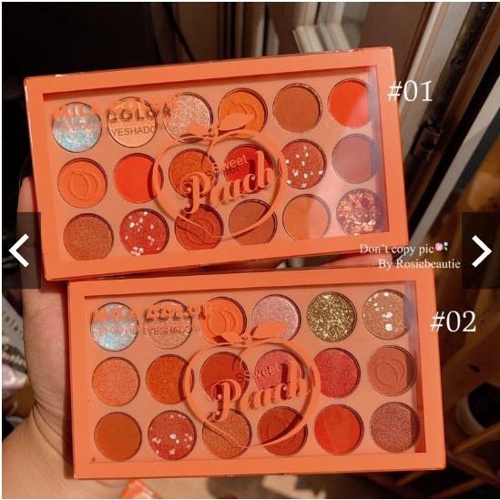 Phấn mắt peach mila color 18 ô nhũ và lì