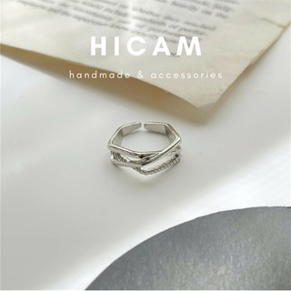 Nhẫn đan chéo basic, cá tính bằng hợp kim cao cấp HICAM