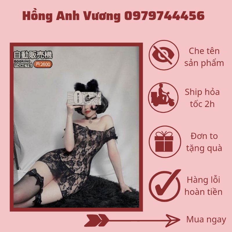 váy ngủ đầm ngủ thun ren trễ vai sexy gợi cảm
