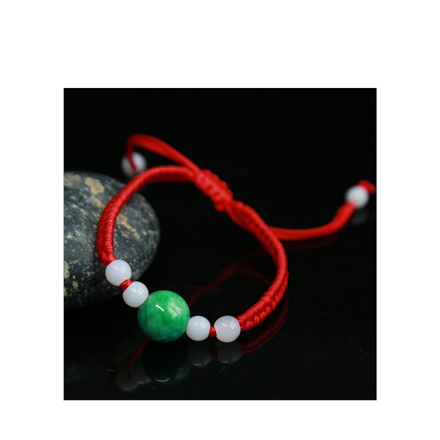 Vòng chỉ đỏ đính ngọc tự nhiên CD (Chọn mẫu)