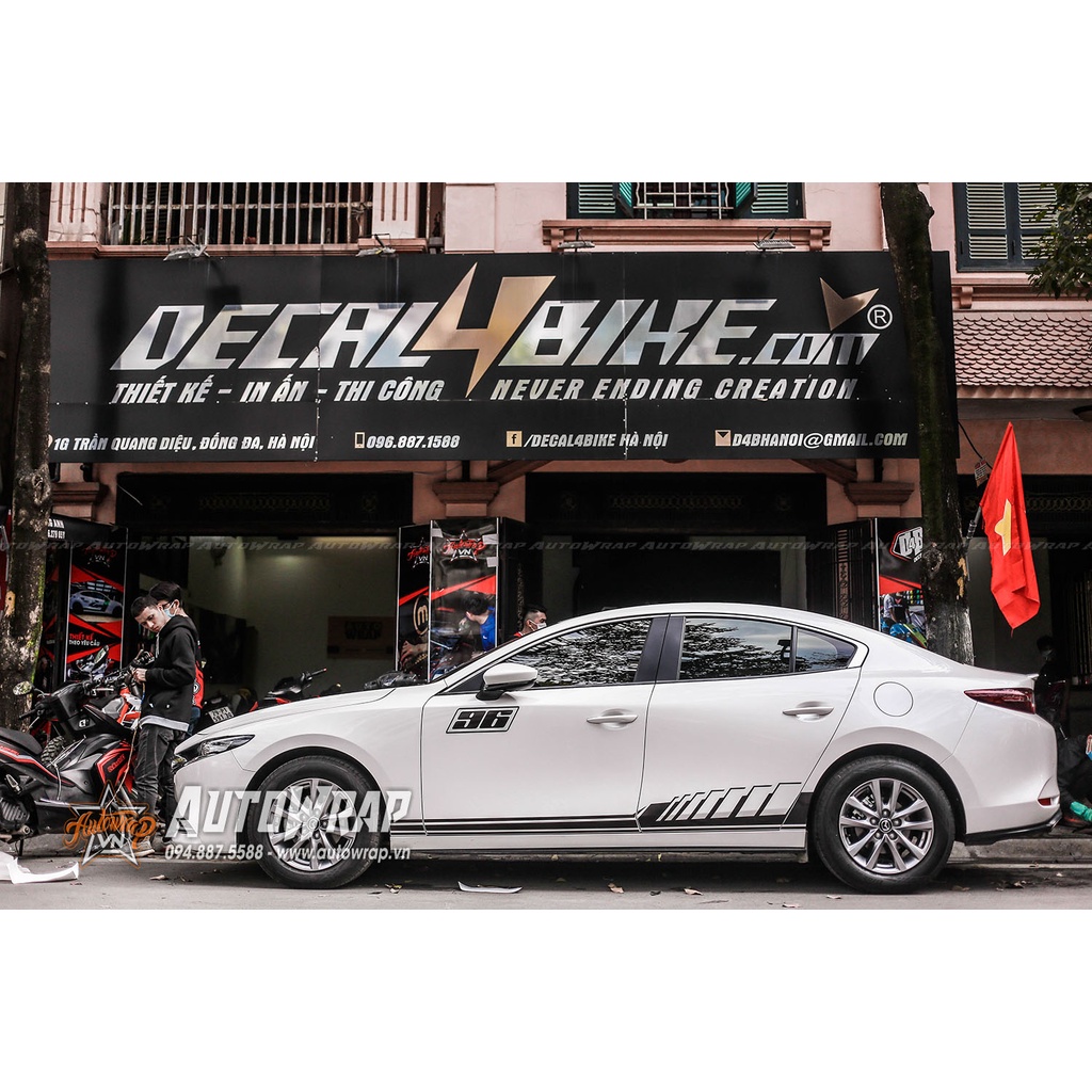 Tem họa tiết xe Mazda 3 96 Racing - Tem họa tiết ô tô, tem dán sườn xe thể thao