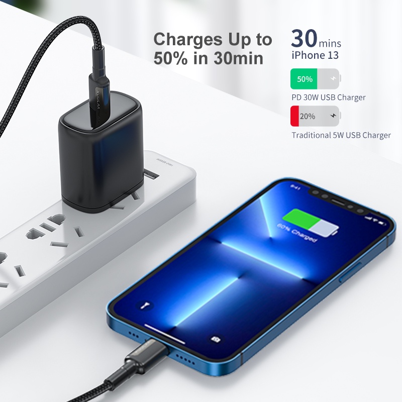 Cáp Sạc Nhanh KUULAA Cổng USB C Sang Lightning Cho iPhone 12 Mini Pro Max 11 8 7 PD 20W 30W