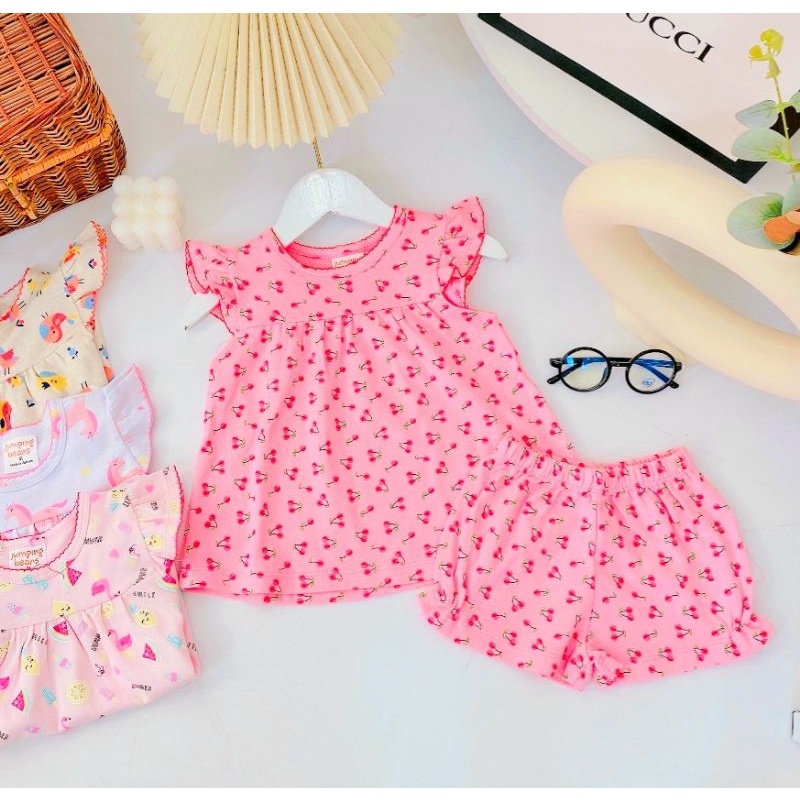 Bộ Bé Gái Cộc Tay Cotton bozip xuất dư Gymboree chất đẹp