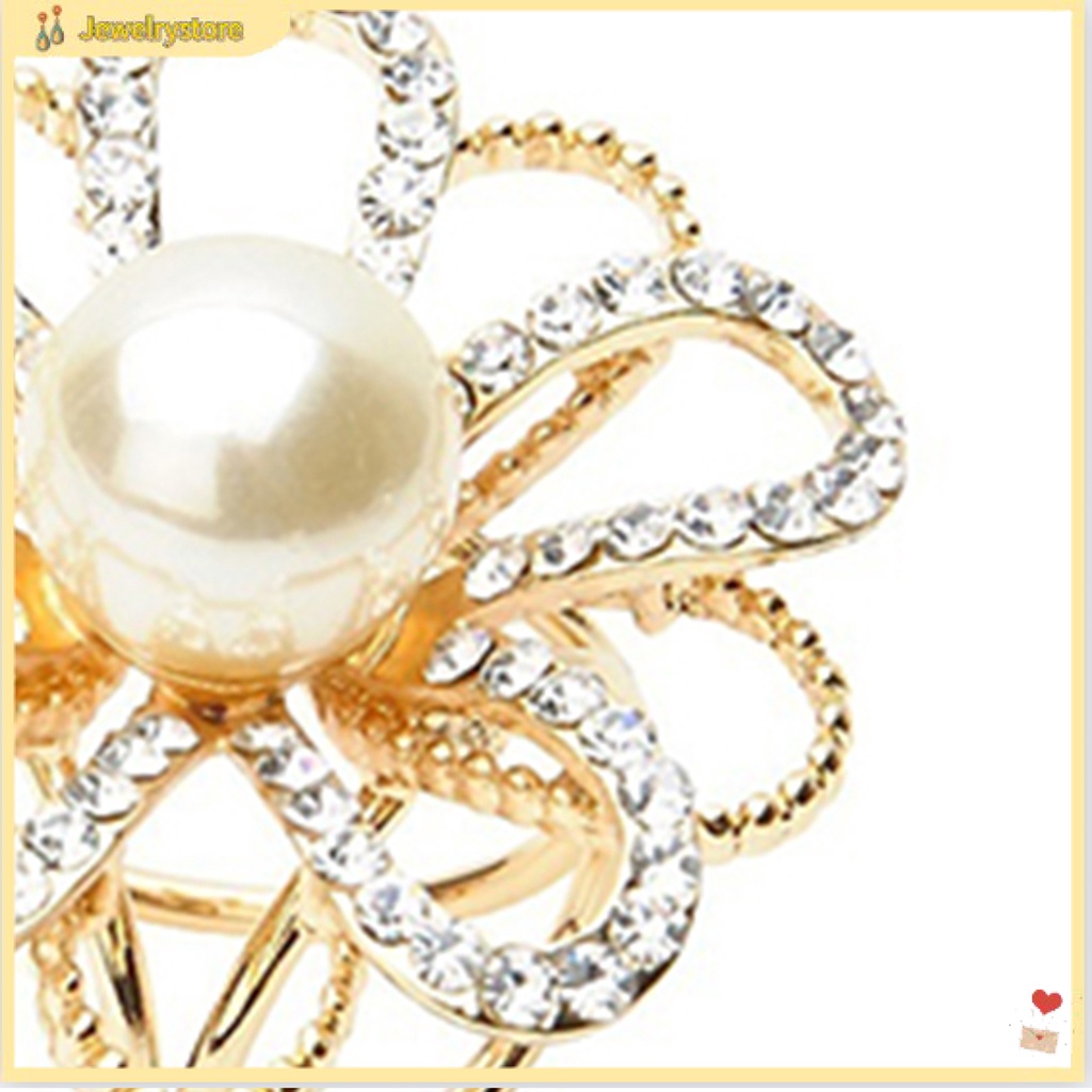 Phụ kiện giữ khăn choàng hình hoa đính rhinestone thời trang