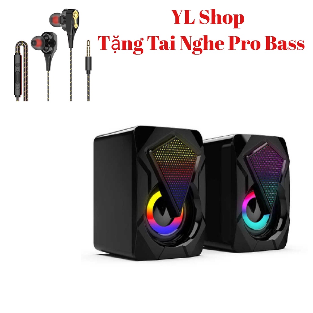Bộ Loa Máy Tính Mini Dáng Game Thủ X2 Để Bàn Cao Cấp Âm Thanh Siêu Trầm Bộ 2 Loa tặng tai nghe siêu bass 110 cao cấp