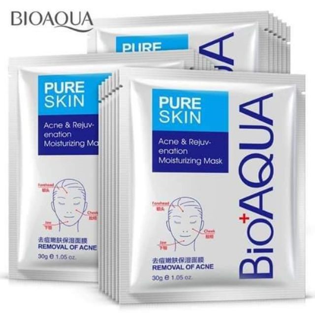 Mặt Nạ Ngừa Mụn Pure Skin BIOAQUA, Ngăn Ngừa Mụn Đỏ, Trứng Cá, Cám, Kiềm Dầu Mask Nội Địa Trung