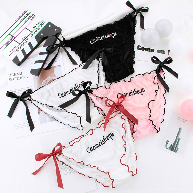Quần Lót Cotton Lưng Thấp Phối Lưới In Chữ T Dễ Thương Quyến Rũ Cho Nữ