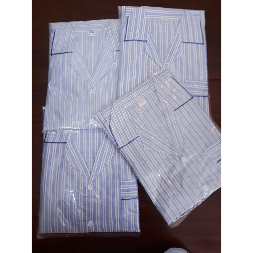 [Ảnh Thật]Bộ pijama nam có bigsize cho ông, trung niên kate, kẻ sọc (dài tay) | BigBuy360 - bigbuy360.vn