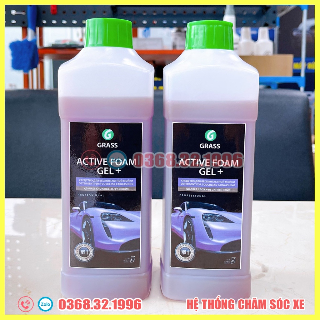 Dung Dịch Rửa Xe Không Chạm - Nước Rửa Xe Ô tô, Xe Máy Grass  Active Foam GEL - 1L(Tặng 01 khăn lau xe)