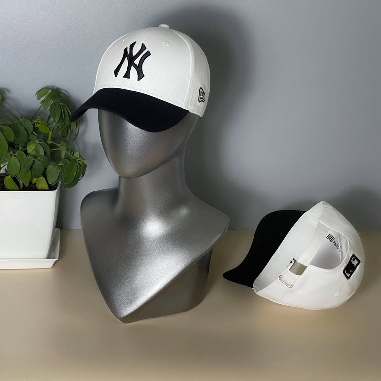 Nón  lưỡi trai Trắng Đen logo thêu chữ NY dành cho mọi lứa tuổi Free size