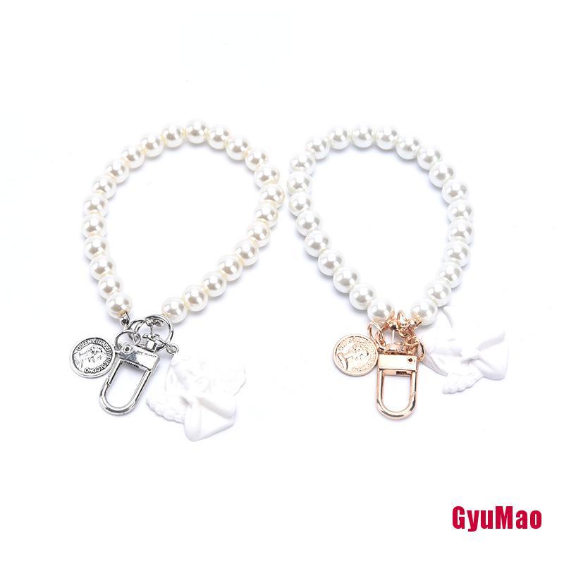 Móc Khóa Hình Thiên Thần Đính Ngọc Trai Phong Cách Vintage Dành Cho Nữ