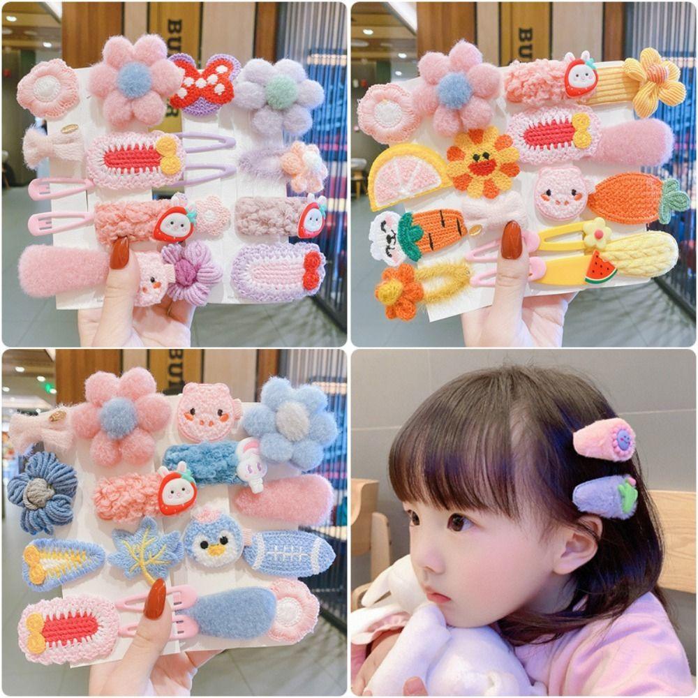 Kẹp Tóc Vải Dệt Kim Hình Gấu Hoạt Hình Phong Cách Hàn Quốc Ngọt Ngào Cho Bé Gái