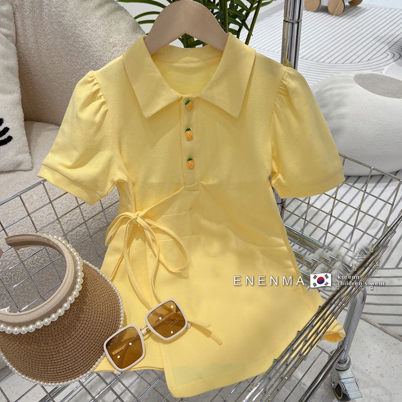 Đầm Sơ Mi Trắng Cổ POLO Thoáng Khí Thời Trang Mùa Hè Cho Bé Gái 0613