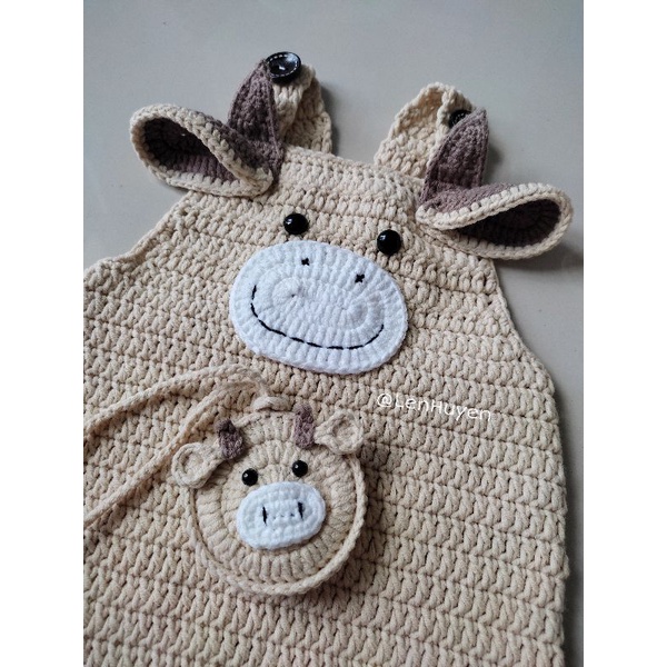 Set đồ len handmade hình trâu nghé xinh xắn phù hợp bé trai bé gái rất đáng yêu dễ thương