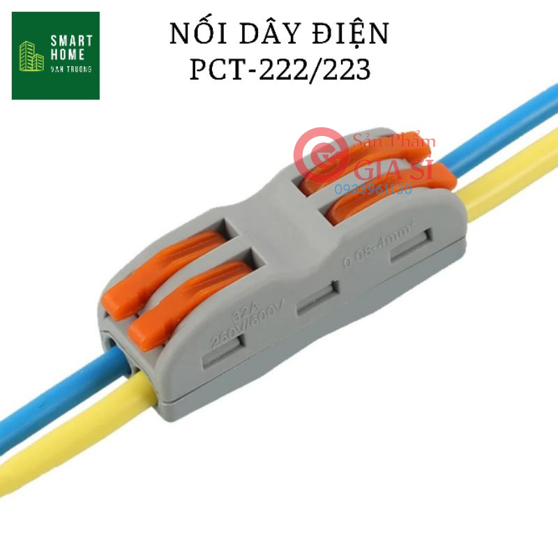 Cút nối dây điện nhanh PCT-222 2 cổng vào 2 ra - chịu tải 32A - dây tối đa 2,5mm ❤️freeship❤️