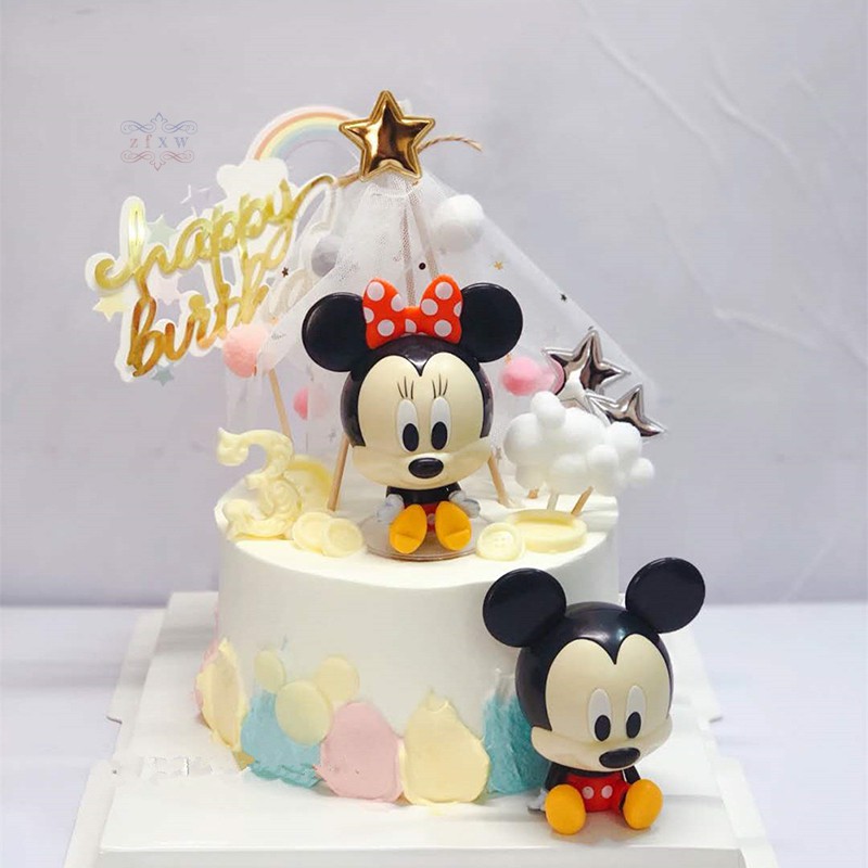 VN Set 2 Mô Hình Chuột Mickey Trang Trí Bánh Sinh Nhật