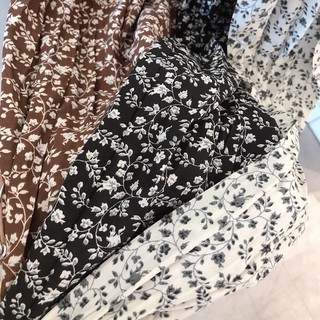 Váy maxi hoa lụa xếp ly lưng thun - V638