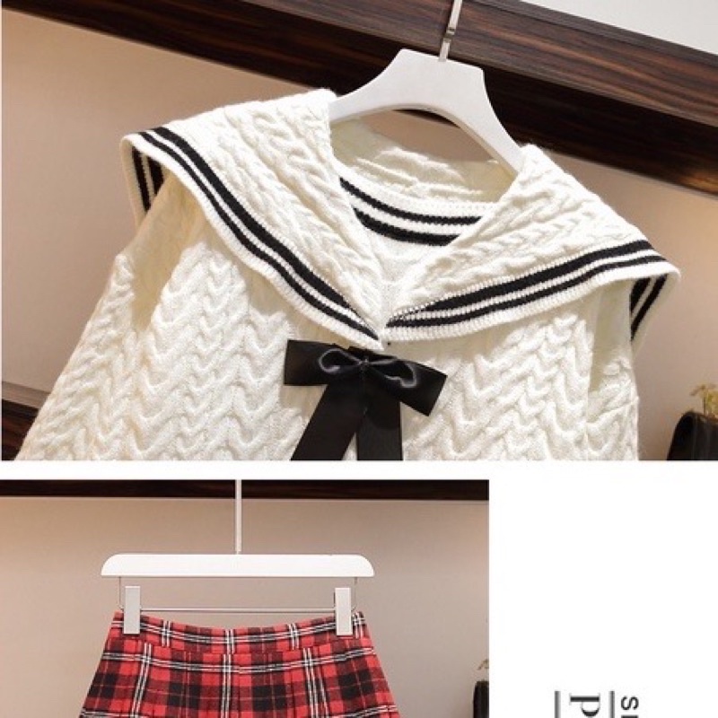 🌸Hàng Order🌸 Váy Đầm Bigsize Sét Áo Len Thủy Thủ Kết Hợp CHân Váy Xếp Ly Kẻ Trẻ Trung Dễ Thương🌸Hàng Quảng Châu | BigBuy360 - bigbuy360.vn