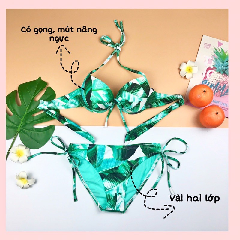 Bikini❤️ FREESHIP❤️ hai mảnh cho bầu hoạ tiết hoa lá