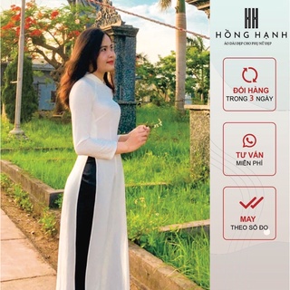 Áo Dài Học Sinh 2 Tà [159k] LụaM Mỹ/Ảnh Thật Khách Chụp/ Tay Lỡ, Cổ Vuông v 2 Phân.