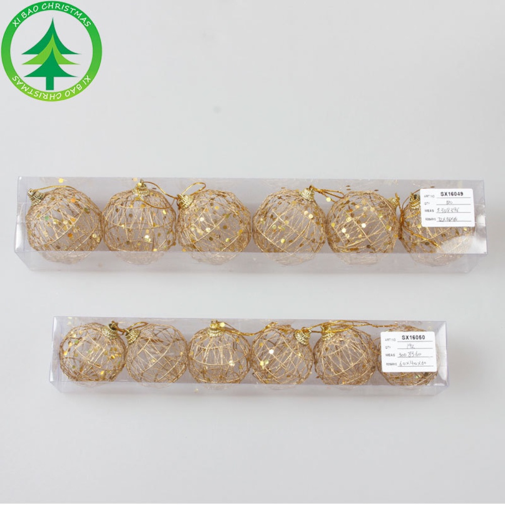 Bộ 6 quả châu vàng 5cm/6cm trang trí cây thông Noel