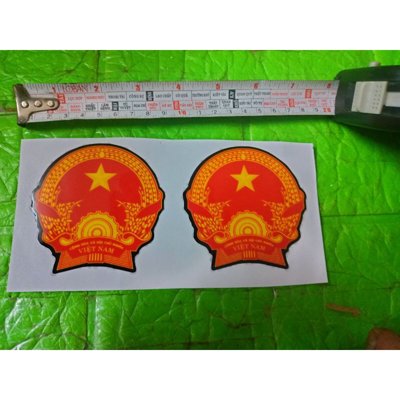 Bộ 2 tem nổi lo gô quốc huy lớn 9cm