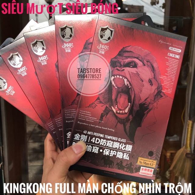 Cường Lực Chống Nhìn Trộm Full Màn 4D - Chính Hãng KingKong - Dùng Cho IPhone6 - 13Pro Max - TuHaiStore