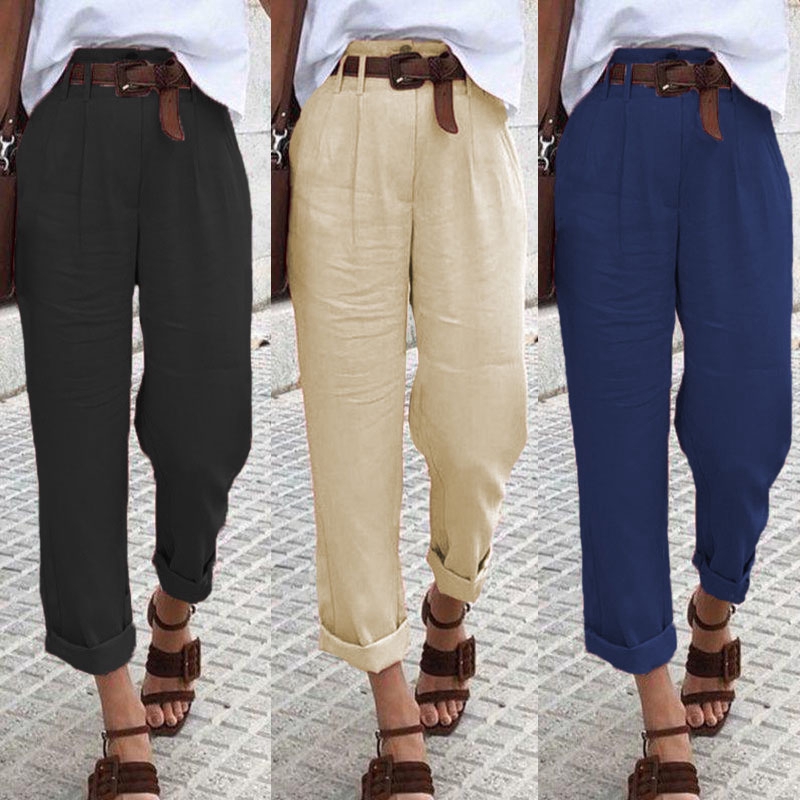 ZANZEA Quần baggy lưng cao thời trang cho nữ