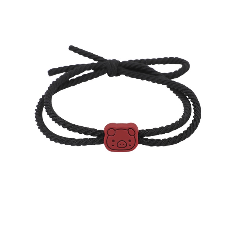 Dây buộc tóc kiêm vòng tay họa tiết chú heo phong cách Hàn Quốc đơn giản làm quà tặng cho cặp đôi