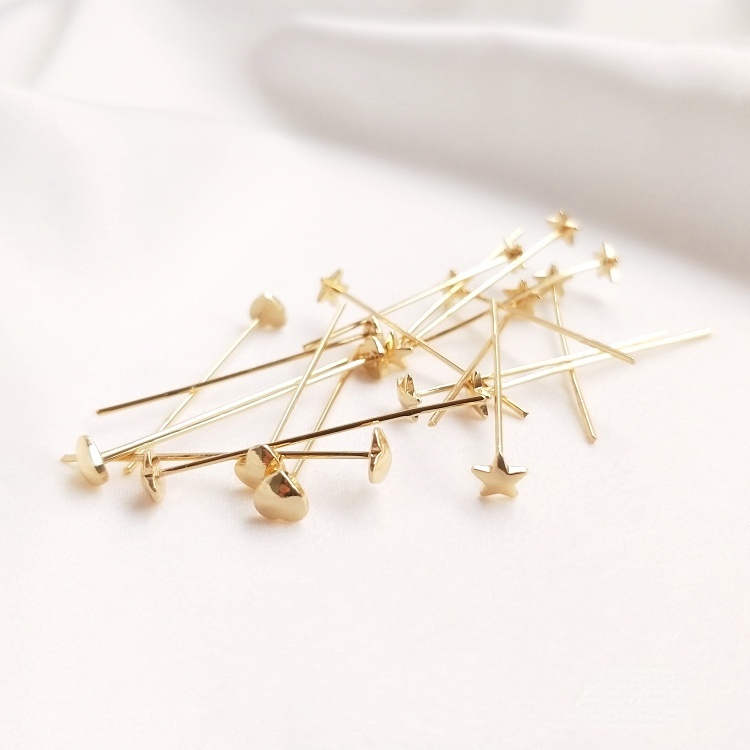 Phụ Kiện Kim Gài Trang Sức Bằng Đồng 14K Hình Ngôi Sao Trái Tim Năm Cánh Màu Sắc