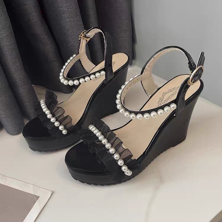 Sandal nữ quai bèo ngọc đế xuồng 10 phân