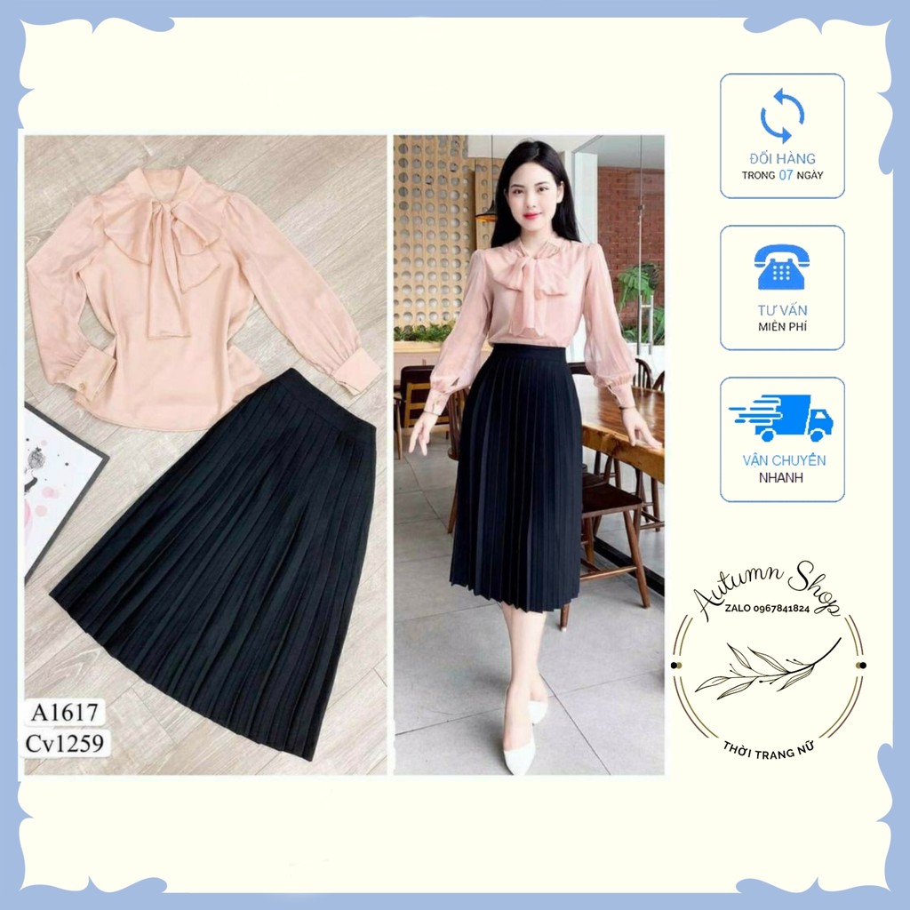 Chân Váy Xếp Ly HÀNG LOẠI 1 Dáng Dài Cạp Chun (Không nhũ bóng)