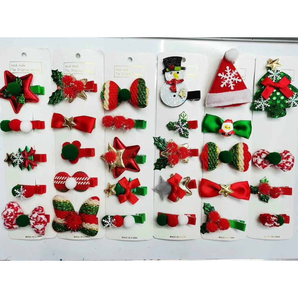 Kẹp tóc NoelGIADUNGTONGKHO1 Sét 5 kẹp tóc Noel siêu xinh, Mẫu dễ thương mừng giáng sinh kẹp mái cực sinh cho bé