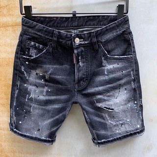 Quần short nam jean co giãn vẩy sơn rách xước phong cách bụi