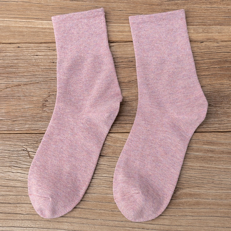 Vớ Cotton Dài Màu Trơn Ấm Áp Xinh Xắn Cho Nữ