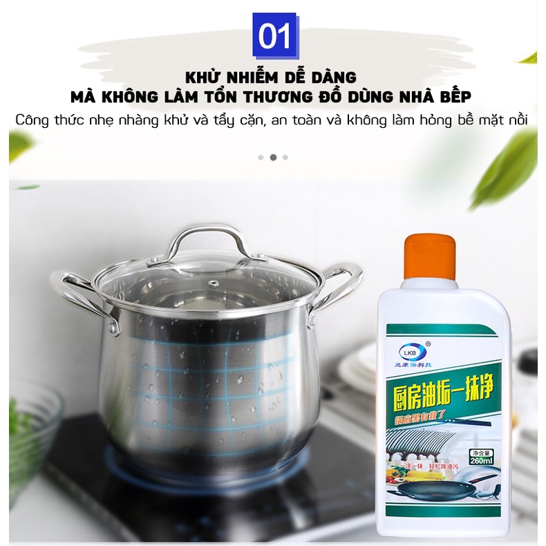 Dung Dịch Xịt Tẩy Dầu Mỡ, Cặn Đen Đáy Nồi, Xoong, Chảo Inox Siêu Sạch LKB 260ML DOKEY99