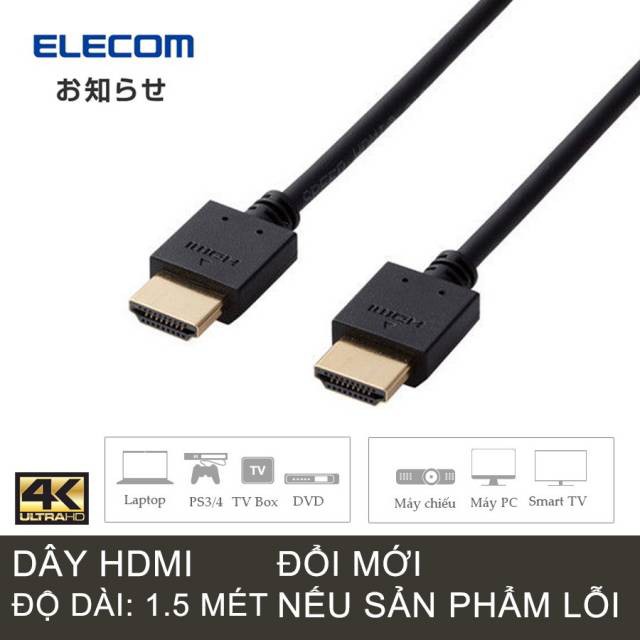 Cáp HDMI to HDMI 1.5m full HD 1080P cho máy tính