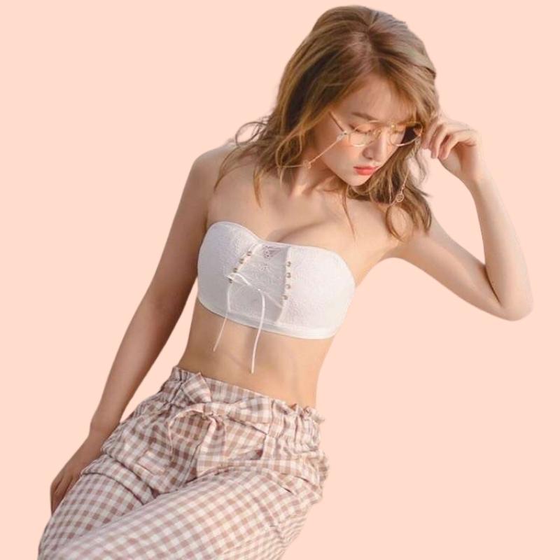 Áo Ngực Ren Rút Dây Nâng Ngực Tạo Khe, Áo Lót Nữ Không Dây Dày 2.5Cm Định Hình Vòng 1 - 8888