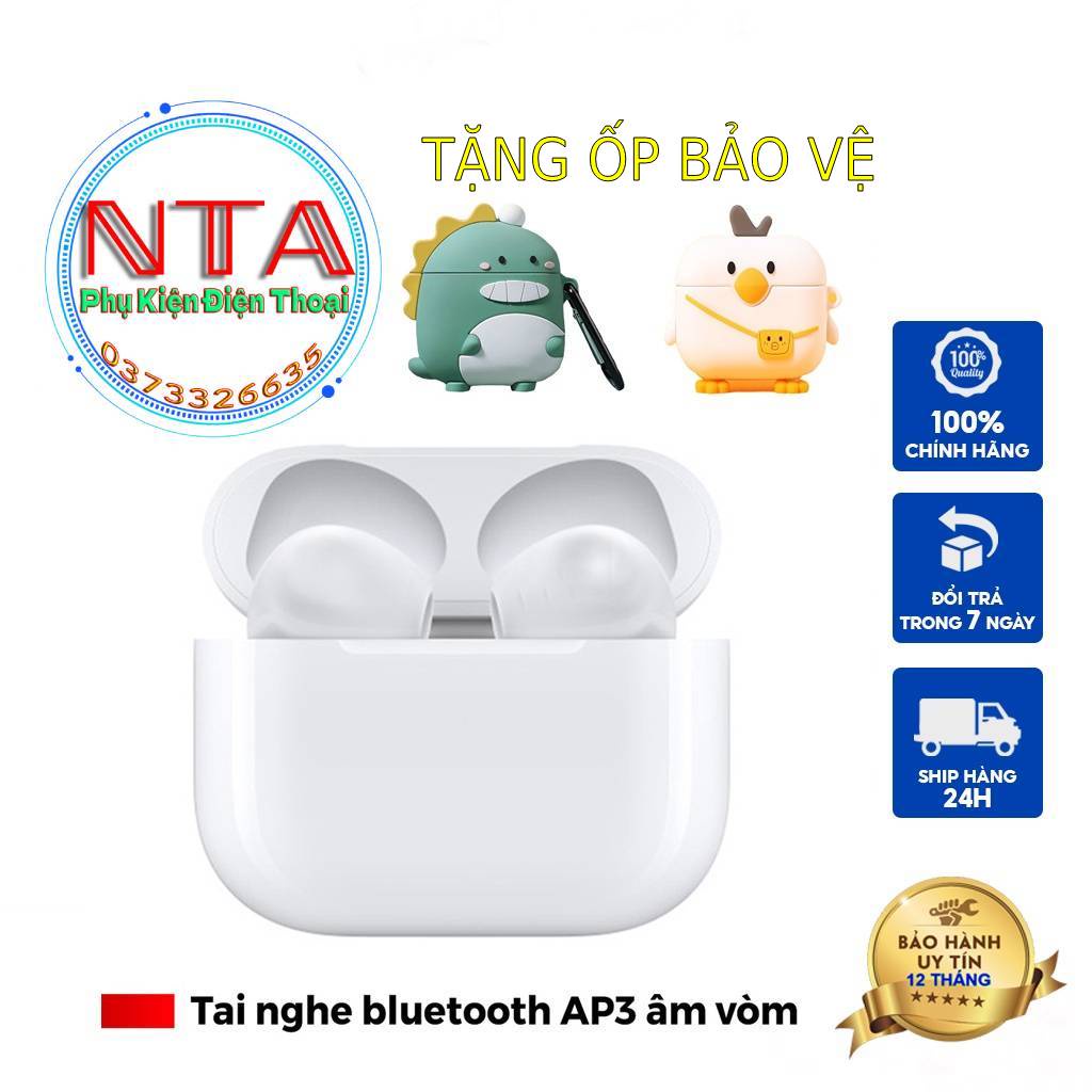 Tai Nghe Bluetooth AP 3 NTA Shop- Tai Nghe Không Dây - Định Vị - Có Mic - Đổi Tên - Cảm Ứng Đa Điểm Chip Jerry