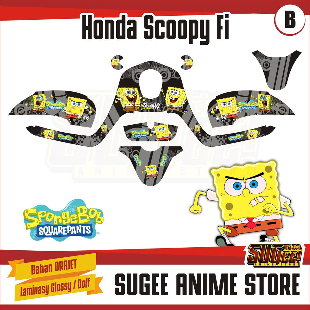 Miếng Dán Trang Trí Xe Mô Tô Honda Scoopy Fi Sponge Bob