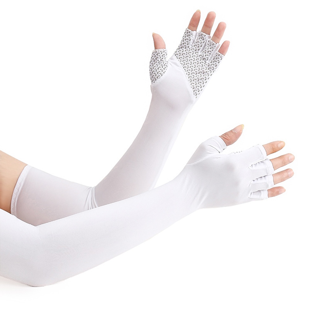 Găng Tay Dài Hở Ngón Bằng Lụa Lạnh Chống Nắng Cho Hoạt Động Ngoài Trời