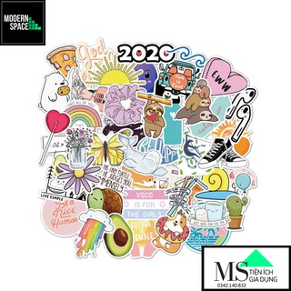 Sticker PVC Hoạt Hình Dễ Thương Cute ST090-ST - Cả bộ 75 hình Chống nước
