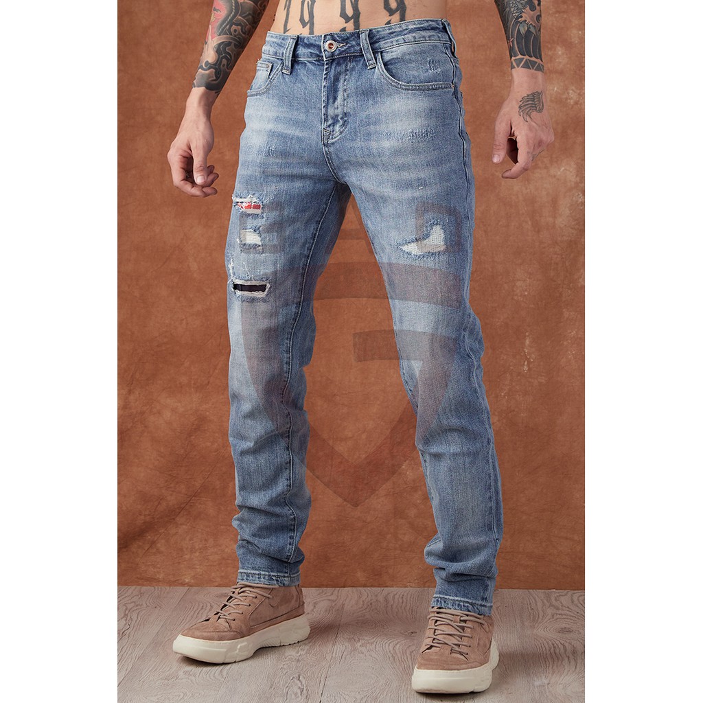 [𝐅𝐑𝐄𝐄 𝐒𝐇𝐈𝐏] QUẦN JEANS NAM RÁCH NHẸ CÁ TÍNH CHẤT JEAN CO GIÃN CỰC ĐẸP - Jean nam chất - Có sẵn jean nam size lớn