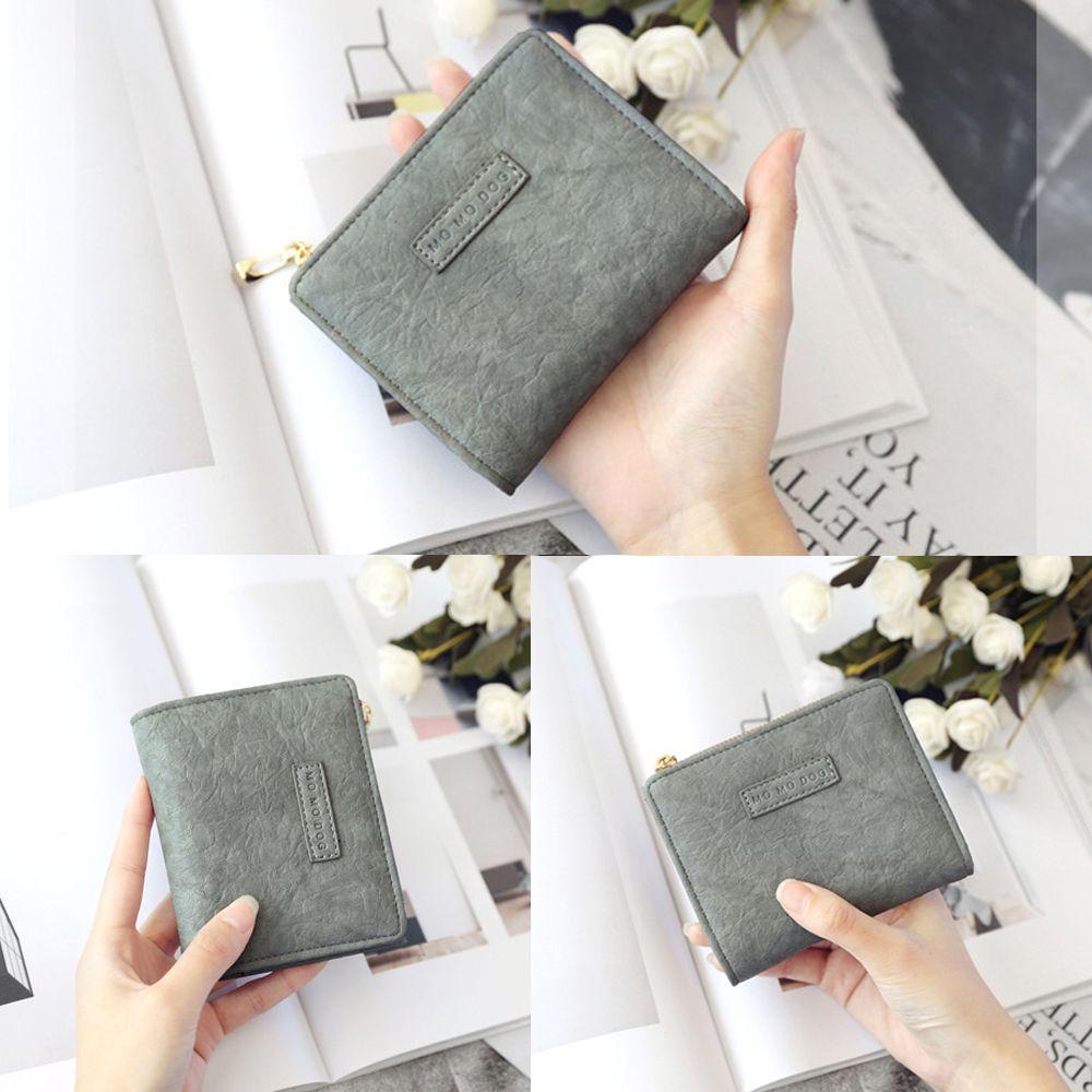 SOMEDAYZL Ví Da PU Dáng Ngắn Có Khóa Kéo Thiết Kế Đơn Giản Thời Trang Cho Nữ