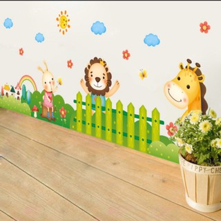 Decal dán chân tường hàng rào xanh - giấy dán tường