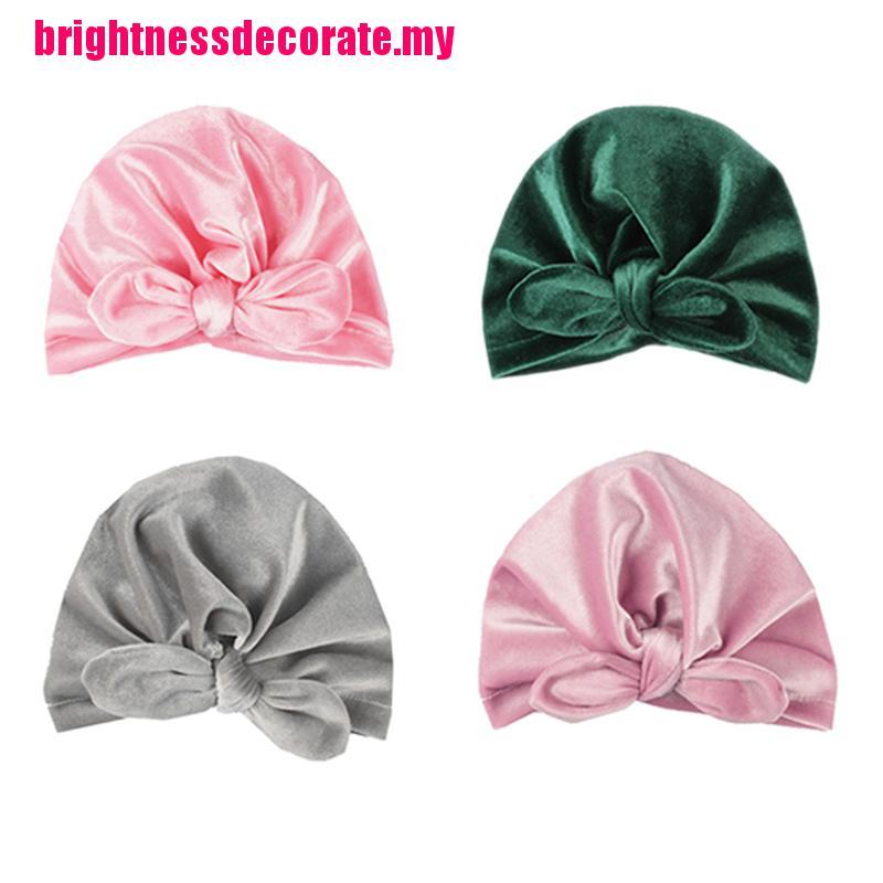 Mũ Turban Vải Nhung Vành Rộng Co Giãn Thời Trang Mùa Đông Mới Cho Bé Gái