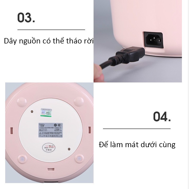 Nồi lẩu điện 3L, mini 1.3L đa năng, nấu cơm Lotor 600W - 900W chống dính, an toàn - BH 12 tháng