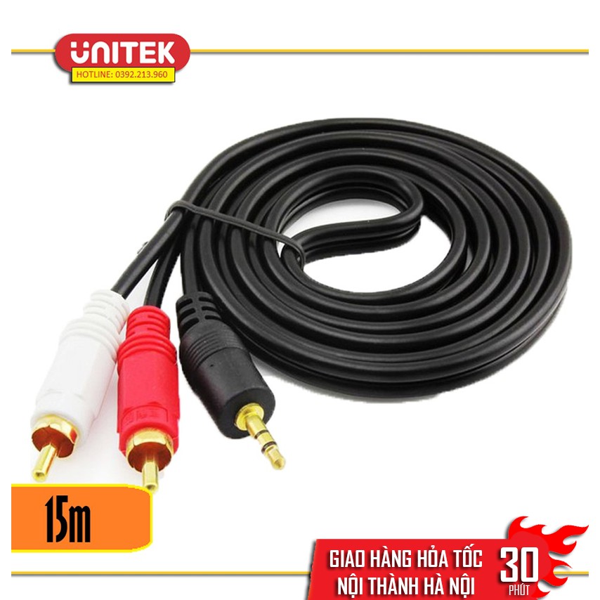 Dây loa 1 ra 2 đầu hoa sen 15M - Dây loa 1 đầu 3.5 ra 2 đầu AV 15M