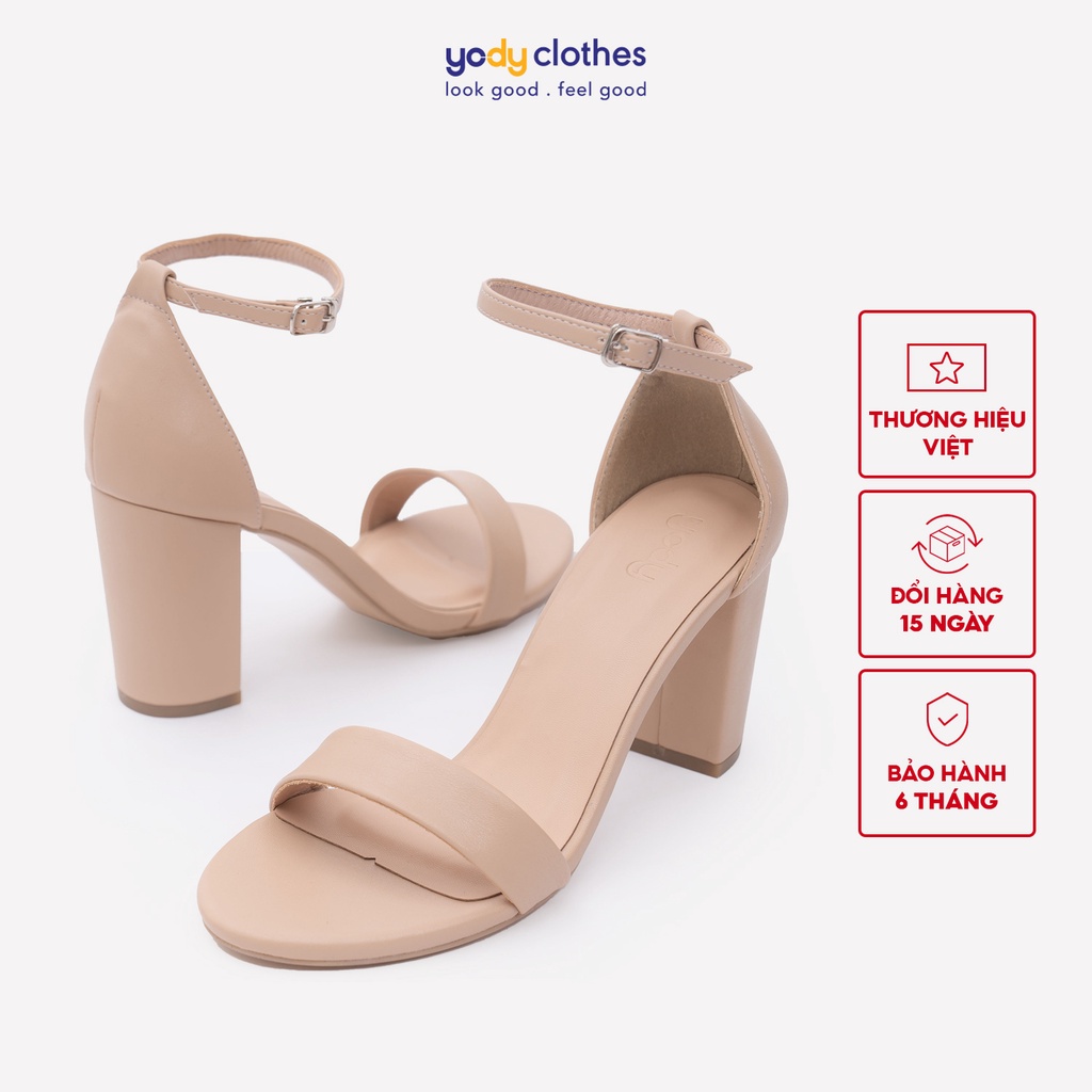 Giày sandal cao gót YODY đế vuông 7cm quai ngang GIN4004