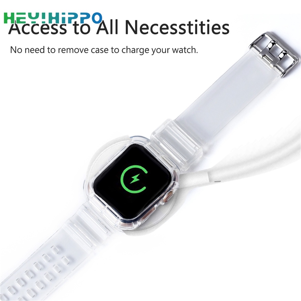 Dây đeo silicon trong suốt thích hợp cho đồng hồ thông minh Apple watch series se 6 5 4 3 38 40 42 44 mm